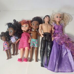 Mixed Lot of 6 Fashion Dolls Disney Prince Eric Barbie Chelsea Style Small Dolls